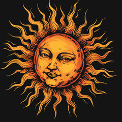 Sun illustration vector design. Sun illustration.