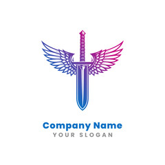 sword with wings logo template vector