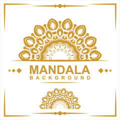Golden frame with mandala art background