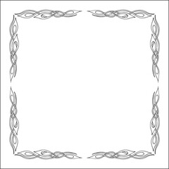 Elegant black and white frame with Scandinavian ornament, decorative border, corners for greeting cards, banners, business cards, invitations, menus. Isolated vector illustration.	
