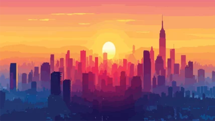 Foto op Canvas city skyline at sunset © Vector