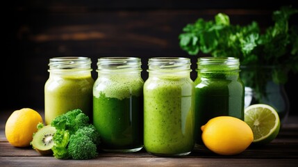 Fresh green smoothies prepared as part of a detox program