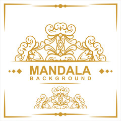 Golden frame with mandala art background