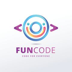 Free vector gradient fun code logo, coding logo design.