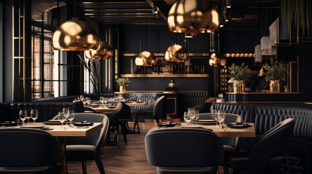 Interior of cozy restaurant. Contemporary design in loft style