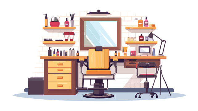 Barber Shop or Beauty Salon Interior with Chair.