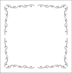Elegant black and white monochrome ornamental border with sharp angles for greeting cards, banners, invitations. Vector frame for all sizes and formats. Isolated vector illustration.	
