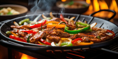 Spicy Beef Fajita Stir-Fry: A Delicious Gourmet Meal with Authentic Mexican Flavors, Served on a Rustic Plate