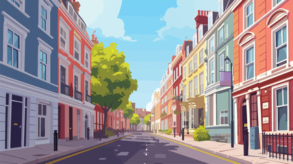 Cartoon city street vector isolated on background.