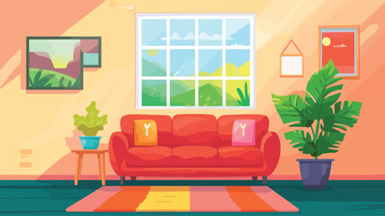 Cute living room interior - sofa on rug home.