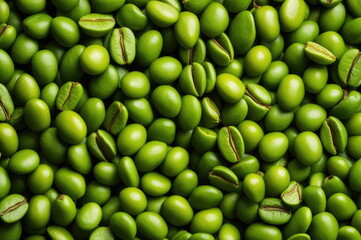 Fresh Green Coffee Beans Close-Up