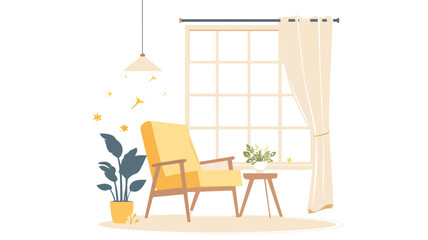 Vector interior in flat style cute illustration.