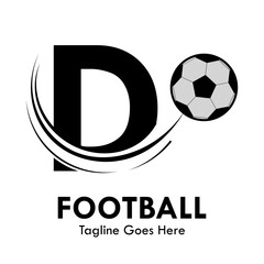 D Letter with football design logo template illustration