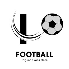 I Letter with football design logo template illustration