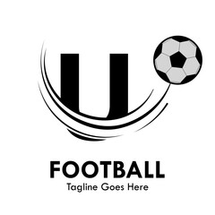 u Letter with football design logo template illustration © Deni