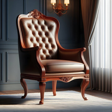 classic armchair in the room furniture  leather  sofa seat interior  design,Ai generated 