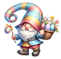 Easter Gnome Clipart Cute Illustration on transparent Background