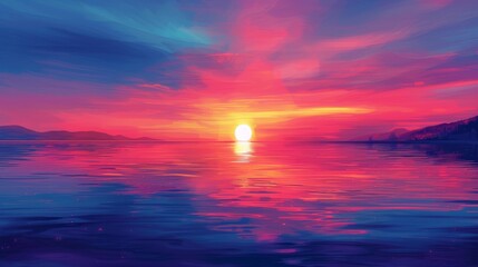Fototapeta na wymiar Gradient Sunset Reflection on Lake