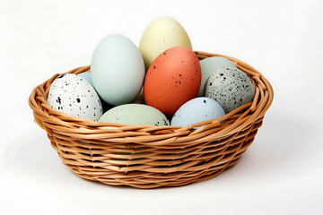 Naklejka na ściany i meble Illuminated Easter, Bright Eggs in a Basket with a Modern Twist