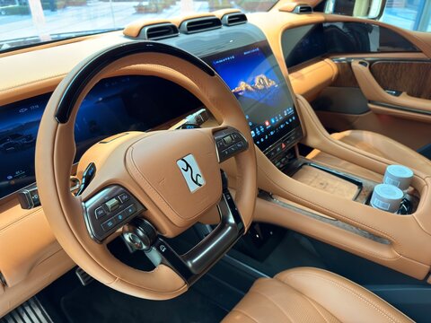 Wuhan,China-Feb. 14th 2024: inside of Yangwang U8 luxury SUV car. Chinese luxury electric car brand owned by BYD