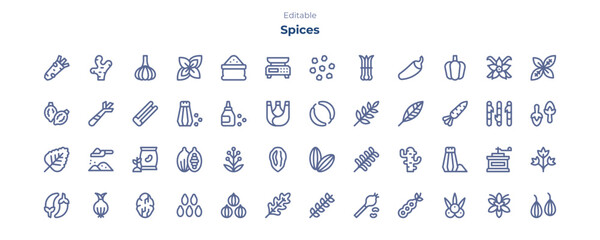 Spices line icon pack. Spices line icon collection. - obrazy, fototapety, plakaty