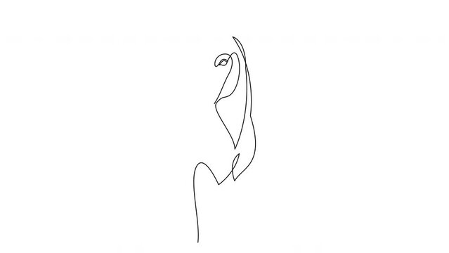 Self drawing animation of continuous line elegant horse for company logo identity. Animated one line illustration.