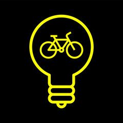 Bike icon in light bulb. E-bike idea logo - 735979752