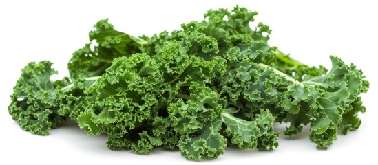 Obraz premium Luscious and vibrant kale leaves background with fresh and healthy organic greens