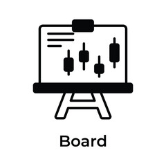 Candlestick chart on board denoting concept icon of business presentation