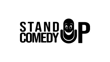 Stand up comedy sign, black isolated silhouette