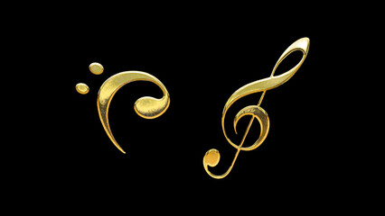 Music note gold golden isolated icon black background effect 3d illustration