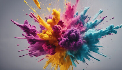 explosion of colored powder white background. abstract colored background.