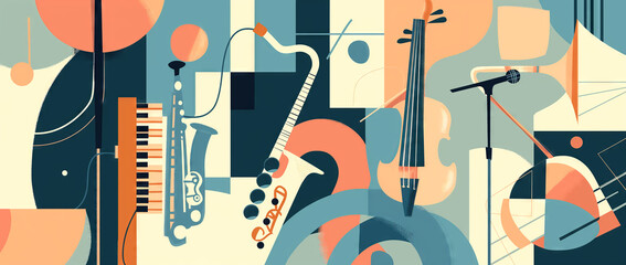 Musical instruments illustration. School of music.