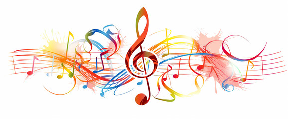 Illustration about music. Treble clef and musical notation on white background.