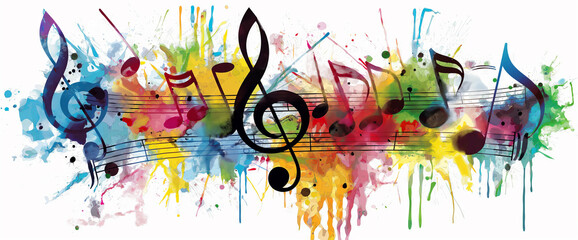 Illustration about music. Treble clef and musical notation on white background.