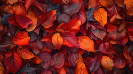 Fototapeta na wymiar Red and Orange Autumn Leaves Background