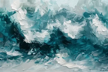 Foto op Plexiglas ocean waves crashing, foam details hand-painted with precision. © CtrlN