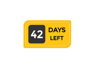 42 days left  countdown to go one time,  background template,42 days left, countdown sticker left banner business,sale, label button,