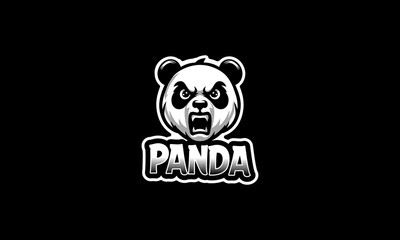 panda mascot logo icon , black and white angry panda mascot logo icon , panda head mascot