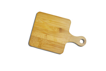 empty square wooden board ,cooking dish isolated on white
