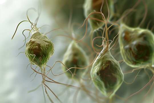 microscopic macro view of giardia parasites in human gut