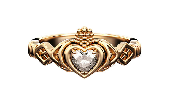 Traditional Claddagh Matrimony Ring on white background