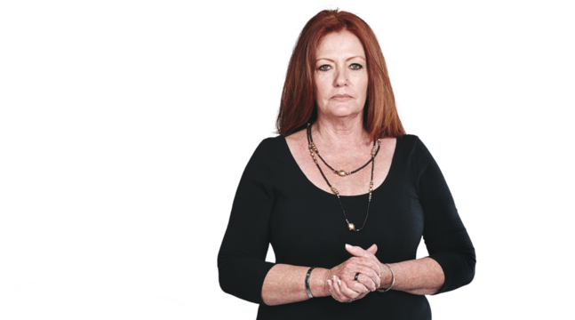 Spiritual, esoteric and portrait of mature woman with confidence isolated on transparent png background. Mystic, gypsy or professional psychic advisor for consulting with trust, pride and mystery.
