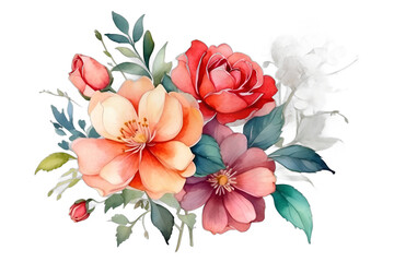 Watercolor illustration of flowers, flowers png, Mother's Day concept - obrazy, fototapety, plakaty