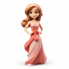 Fototapeta premium 3d render icon of cute woman cartoon plastic generated AI