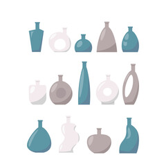 Set of vases. Ceramic pots. Isolated icons