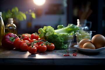 Delivery of vegetables. Salad background. Veganism, vegetarianism. Healthy Eating - obrazy, fototapety, plakaty