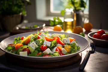 Delivery of vegetables. Salad background. Veganism, vegetarianism. Healthy Eating