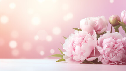 Fototapeta premium Flowers of Peonies on pink background