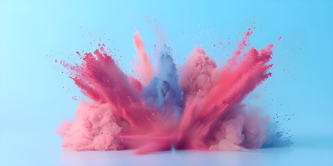 Vibrant Colored Powder Explosion on Solid Background, Dynamic Colored Powder Burst, Colored Powder Explosion - Ai Generated
